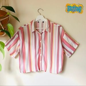 Retro White / Pink Crop Top